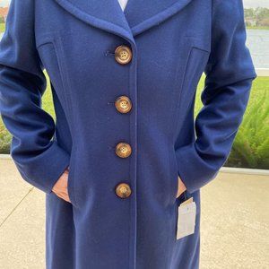 Michael Kors NWT Wool Coat Full Length Prussian Blue Size 10